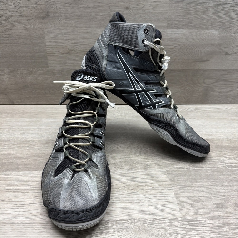 ASICS Wrestling Shoes Mens 12 Omniflex Attack Pursuit Gray Black J400Y